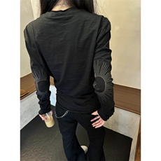 cleanfit太阳刺绣竹节棉弯刀长袖T恤男女秋季设计感小众修身上衣，男装T恤，电商A335-1（原A458）