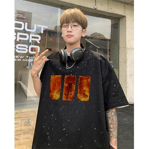 可48小时发货支持抖音得物来样二开 美式满天星亮片短袖T恤MTX632图片