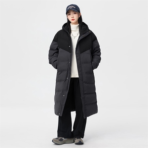 新款长棉服冬季拼色长款加厚连帽情侣装加长宽松棉袄MY8854-P130图片
