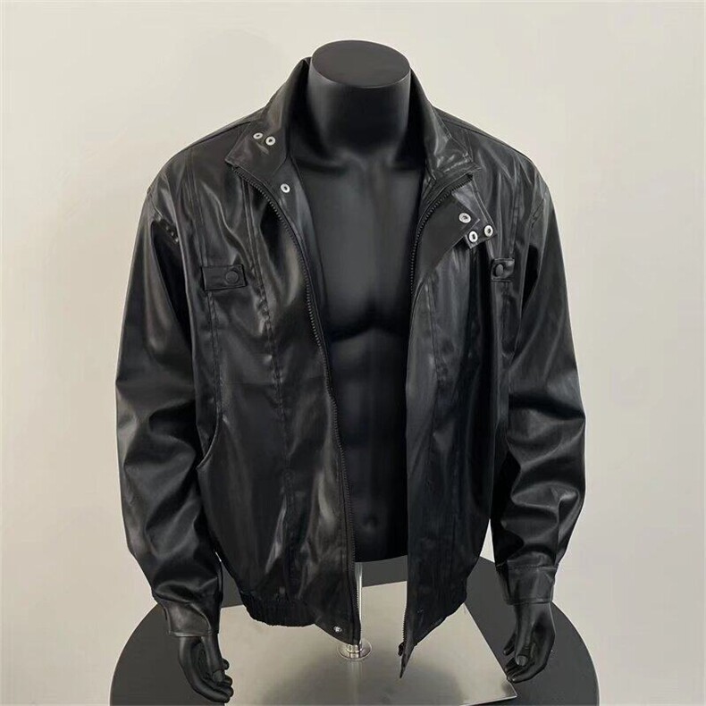 机车服皮衣男潮痞帅气高级感飞行员PU皮夹克Y1021P68,男装夹克,星座1116-2