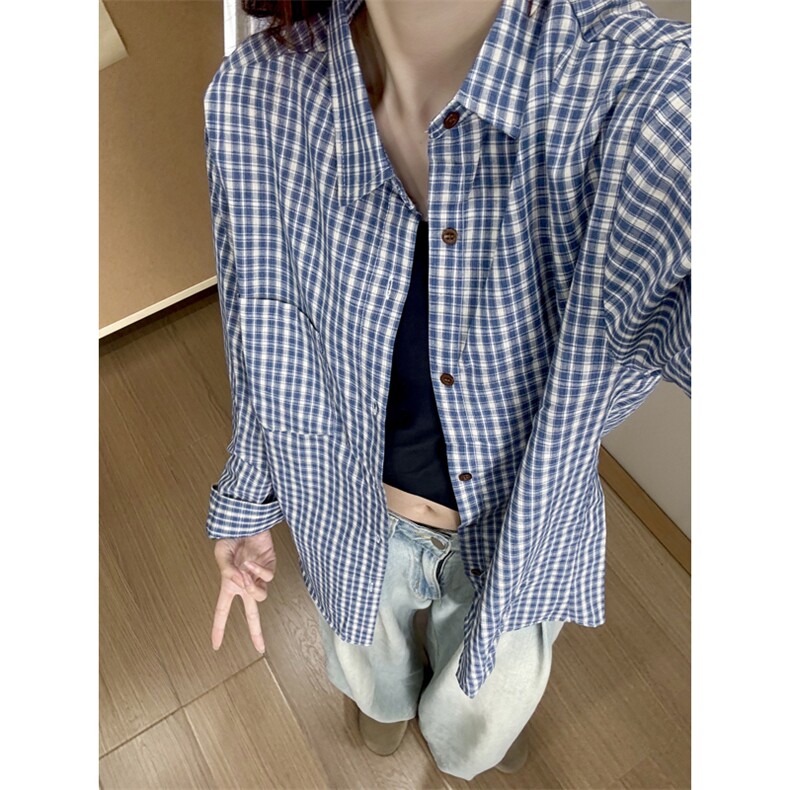 【网图】B221美式ins高街暗黑宽松格子长袖衬衫SY2546-特P30控59，男装衬衫，电商B221