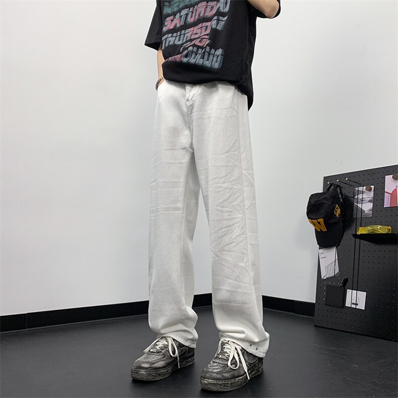 牛仔裤男高街潮ins潮牌设计感直筒休闲长裤潮流N06123-P40图片