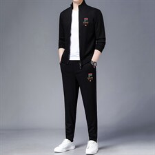 2023春秋季时尚休闲运动套装男中青年潮流开衫卫衣三件套外套潮，男装休闲套装，电商B212（原钱塘6029）
