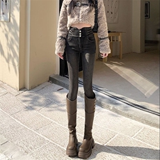 超高腰烟灰色弹力收腹紧身小脚牛仔裤女提臀显瘦修身黑色铅笔裤，男装牛仔裤，星座1210-1