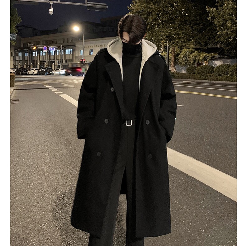 517A-8-Y27-P128现货高品质假两件韩系中长款毛呢大衣帽子可拆,男装毛呢大衣,星座517A-8（原B282）