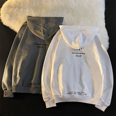WY2120-P35加绒款-P40纯棉连帽卫衣男大码运动帽衫宽松薄外套男，男装卫衣，电商A040