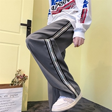 休闲裤男美式潮牌街头vieb条纹长裤宽松直筒运动裤子K060-P35，男装休闲裤，星座308B-1