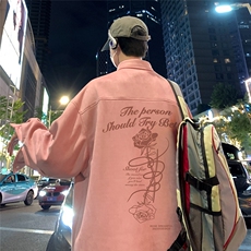 港风秋季时尚百搭宽松字母印花潮流衬衫外套S670P55控78，男装衬衫，电商A268A