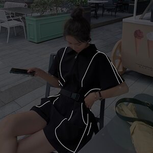 黑色时尚收腰显瘦连体短裤女2025夏季新款高级感小个子百搭连衣裤图片