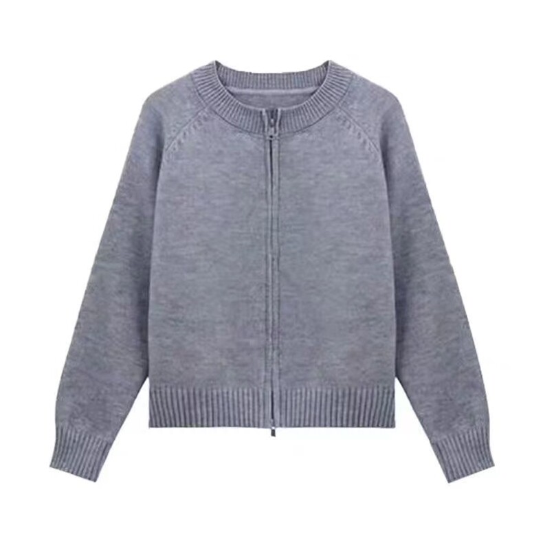 2025年秋季时尚百搭通勤简约休闲拉链开衫，女装针织衫/毛衣，锦瑟羊绒