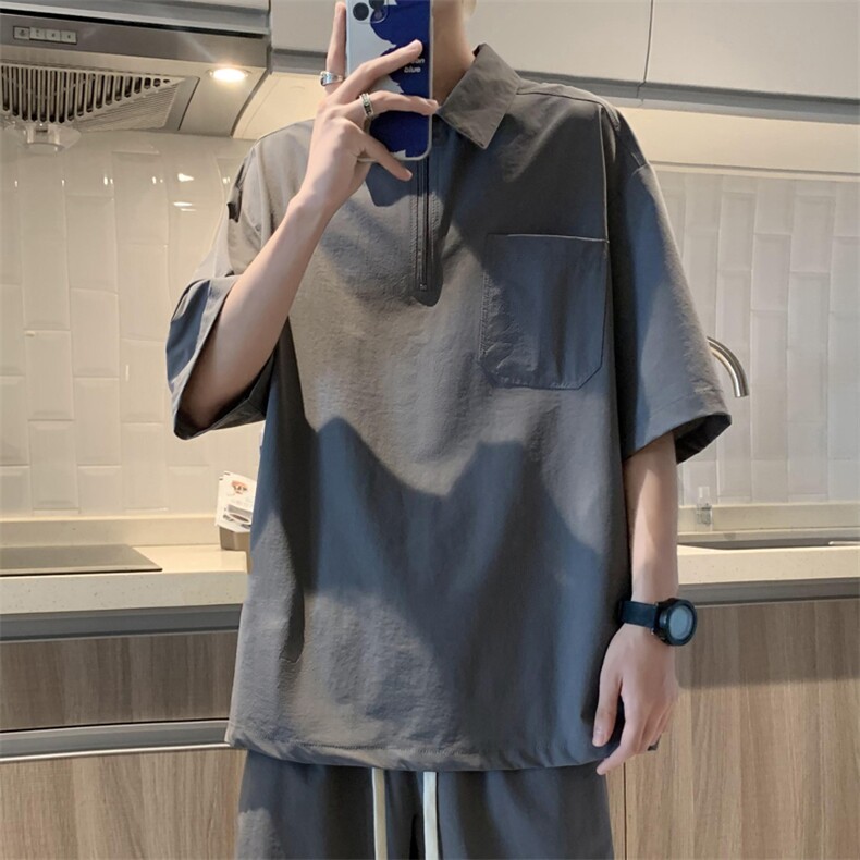 冰丝透气百搭时尚潮流翻领短袖TT320特批37,男装T恤,星座718