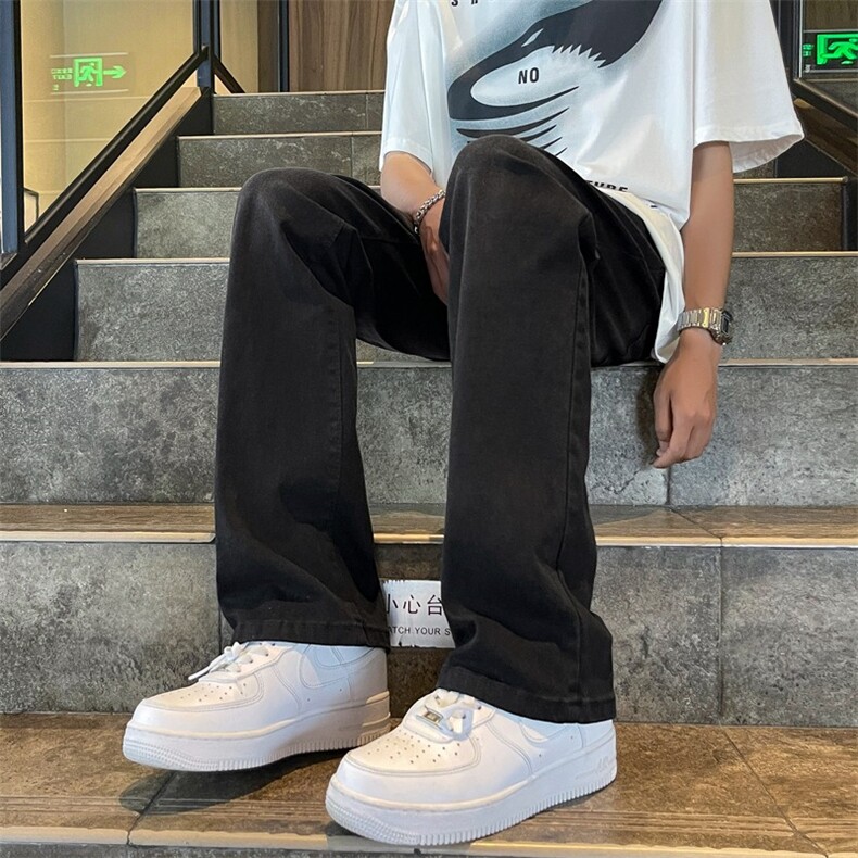 牛仔裤男款春季高街宽松百搭直筒裤复古简约微裤子N880,男装牛仔裤,星座1116A-1（原606A）