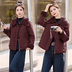 时尚翻领拼接羊羔毛棉袄2659P135，女装棉衣/棉服，乐衣轩