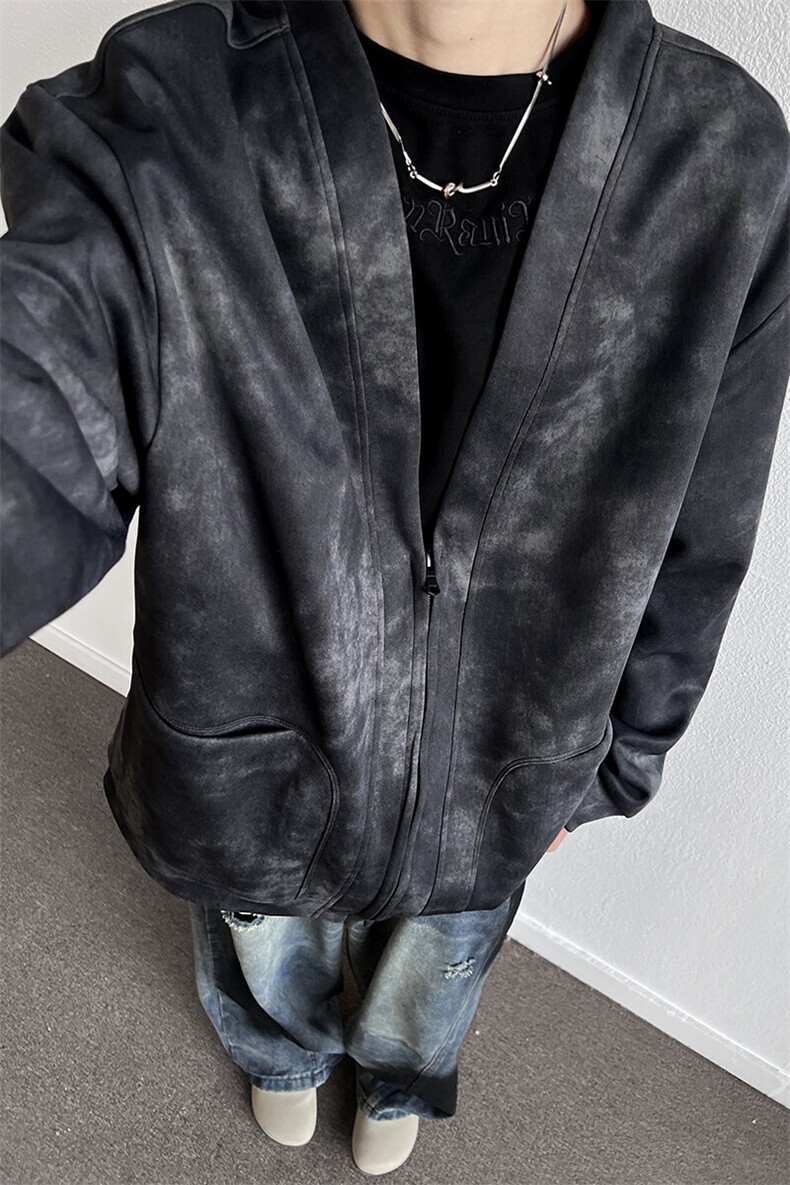 春季扎染卫衣潮牌开衫卫衣外套6001特P45控78,男装卫衣,电商A309