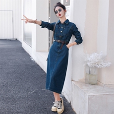 欧货牛仔连衣裙女春秋2025新款洋气减龄休闲收腰显瘦高级感连衣裙，女装连衣裙，慧尚依恋
