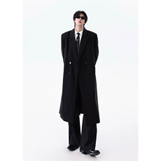 现货25老钱风韩式长款高品质毛呢双排扣大衣mj1082-p158，男装毛呢大衣，电商B288