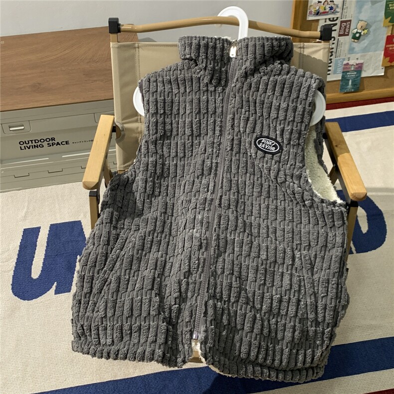 秋冬双面穿马甲加厚棉衣羊羔绒外套港风夹克1016-1MJ018P68K89,男装背心/马甲,星座1016-1（原电商B408-1）