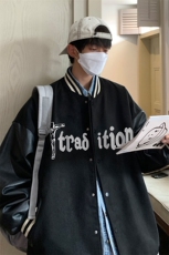 港风休闲字母印花拼接袖夹克A247-G6640P85控138，男装夹克，电商A247