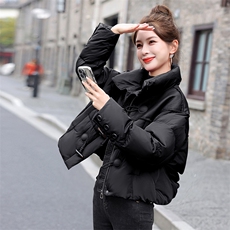 重工PU蛋白皮拼接加厚羽绒服外套女装2025冬季新款女宽松减龄上衣，女装羽绒服，意芙