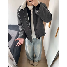 新款流行潮流气质文艺时尚慵懒ins混纺前纤丝套羊羔绒棉服原宿，男装棉衣，星座601-1