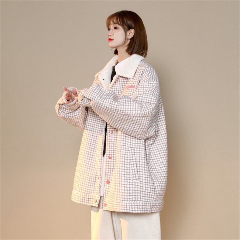 小香风内里羊羔毛翻领青春情侣大码外套棉衣XZ301AMY89,男装棉衣,星座301A