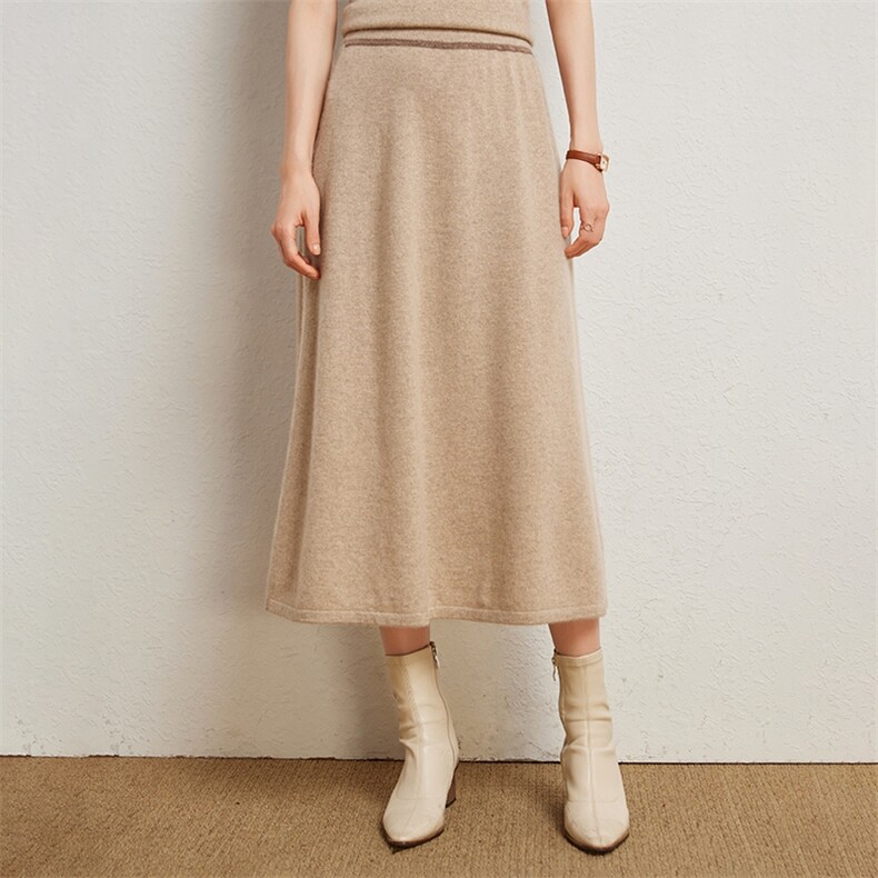秋冬季90%羊毛10%羊绒12GBC平面简约休闲气质半身裙，女装半身裙，臻维羊绒