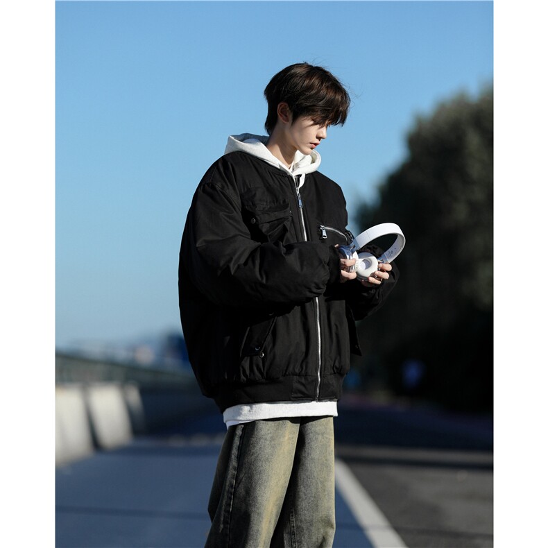 冬季飞行员夹克棉服外套潮牌宽松情侣棒球领棉衣-MF057,男装夹克,星座1002-2
