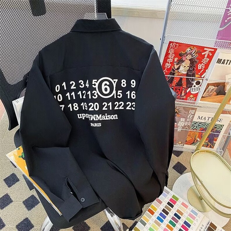 夏款男长袖衬衫字母印花箭头休闲衬衣CS510P35,男装衬衫,星座1013-1