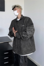 欧美高街蜘蛛刺绣PU皮夹克男款水洗做旧潮牌痞帅潮流小众皮衣外套，男装夹克，星座505-2（原电商A260-1)