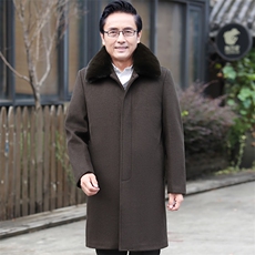 8016/P170主推爆款！老人长款羊毛大衣中老年加绒加厚大码父亲，男装毛呢大衣，星座1216（原钱塘722）