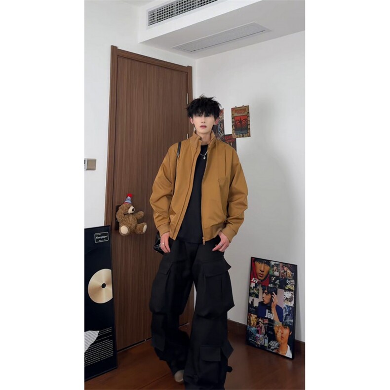 美式飞行服立领夹克男款痞帅短款外套棒球服潮504-W680-特P60控98,男装夹克,星座504