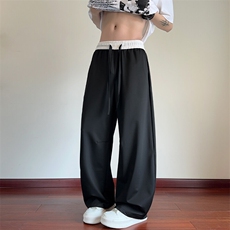 特批P30无差价夏季薄款撞色腰冰丝顺滑男宽松长裤弯刀裤K5769B，男装休闲裤，电商A001-1