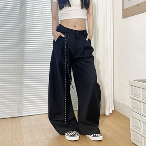 美式cleanfit垂感弯刀西裤女秋季新款设计感阔腿镰刀裤WLK366-P45图片
