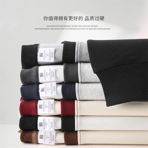 xcy-673#320克华棉秋款性价比超高情侣拼接插肩卫衣图片