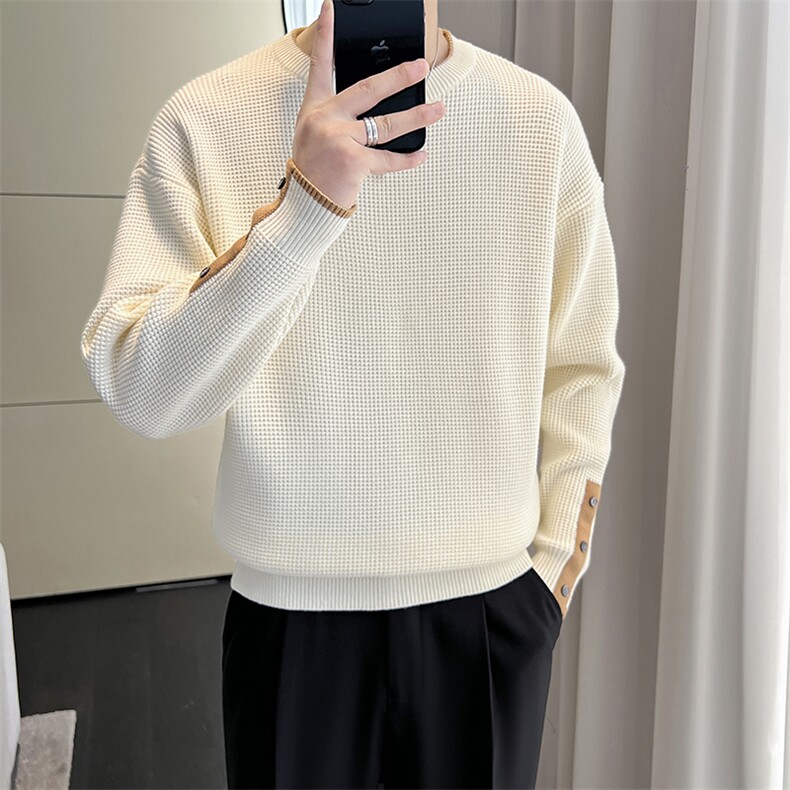B353 MY1017 P98 白色2024秋冬男士常规版型潮版针织衫套头毛体男图片