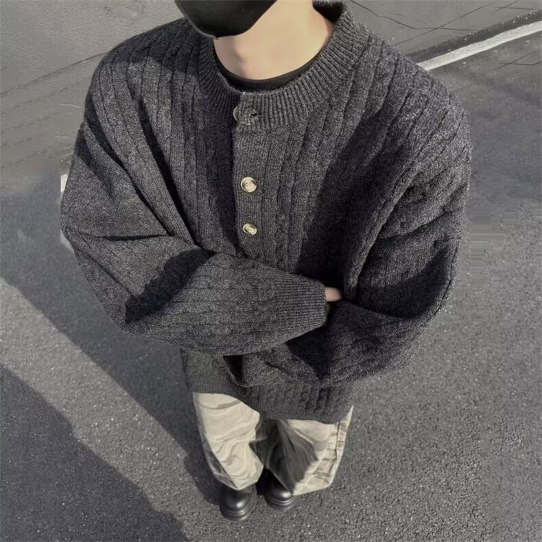 美式亨利领毛衣男款冬季高级感打底针织衫cleanfit外套MY041,男装T恤,星座516A