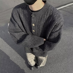 美式亨利领毛衣男款冬季高级感打底针织衫cleanfit外套MY041图片