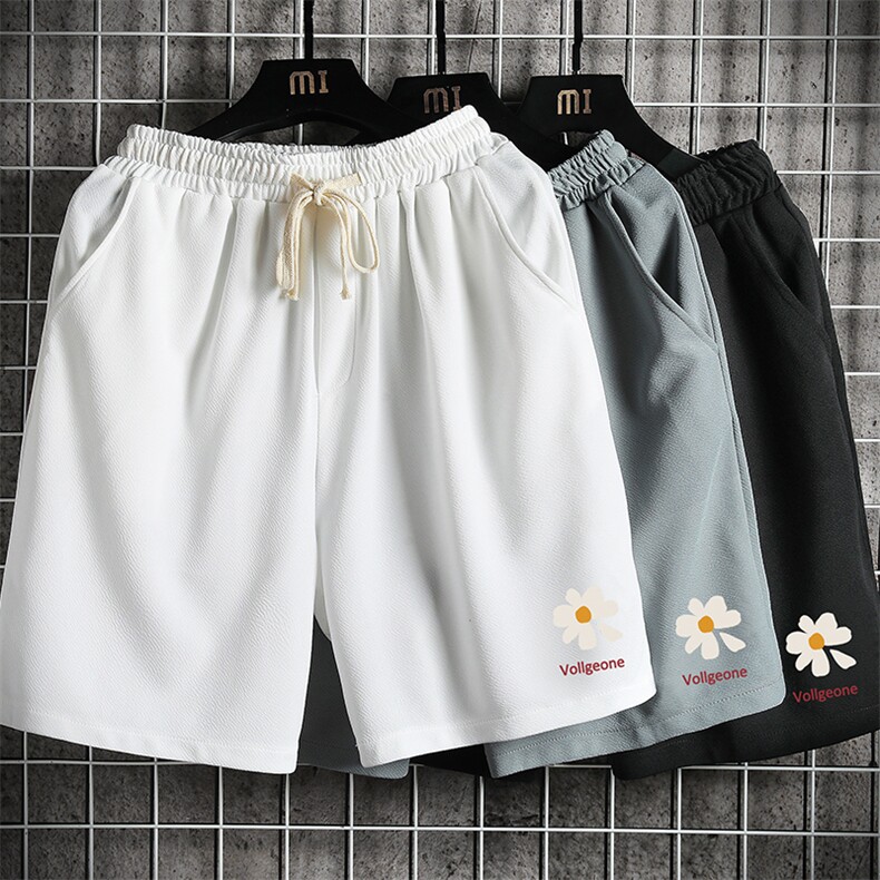 MK37059-P15 冰丝短裤男士大码宽松休闲五分裤男运动中裤 网格图片
