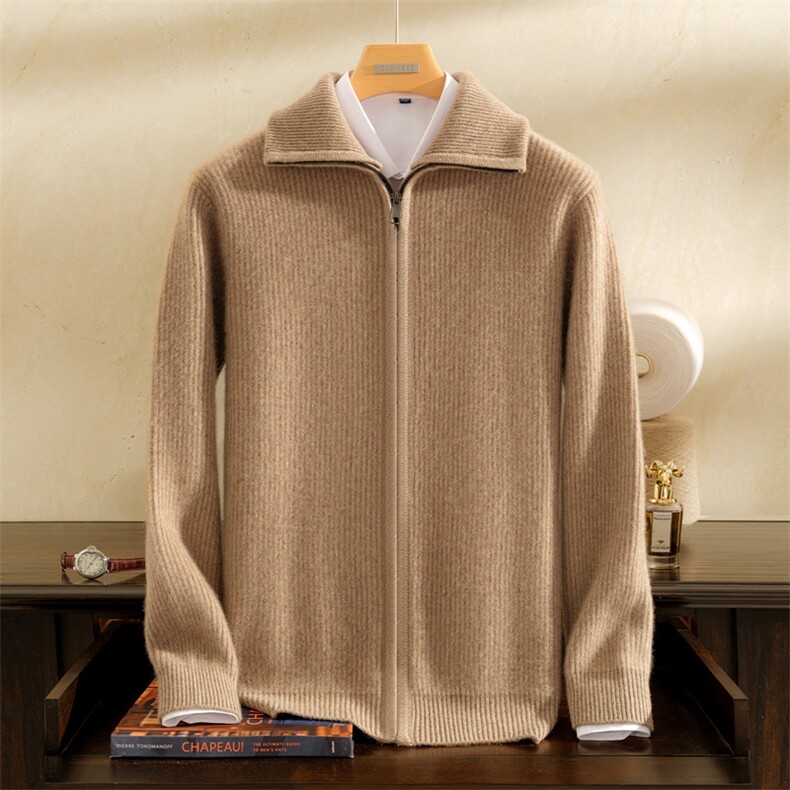 2025年秋季青春流行加厚元宝针POLO领开衫时尚的休闲，男装羊绒开衫，雪贝坊一店