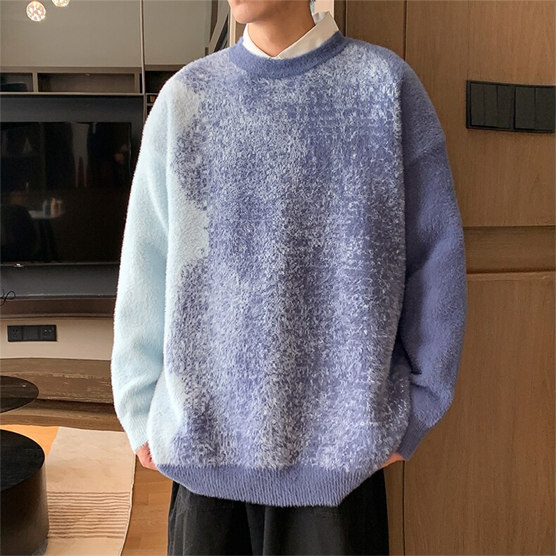 311B-1-CM-3959-P65控89港风貂毛水貂绒渐变提花春色大码针织毛衣,男装针织衫/毛衣,星座311B-1
