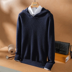 2025舒适百搭秋季新款软糯舒适七针帽衫羊绒衫，男装羊绒套衫，英皇羊绒