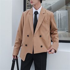 2021春装新款西装港风复古宽松双排扣不规则下摆外套A202XZ08，男装西服，星座1311（原A202）