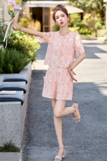 2025夏季新款时尚蕾丝花边拼接套装短裤女，女装套装/套裙，沁沁公主
