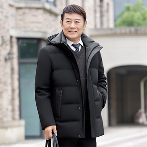 大货主推新款可拆卸帽中老年羽绒服外套男士加厚爸爸装羽绒服大衣图片