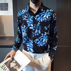 B216CS8311P552025秋装新款男士印花长袖衬衫社会风，男装衬衫，电商B216（原B302）