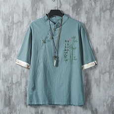 男士衬衫五分袖衬衣中袖印花立领唐装风XZ1512-241615-P35，男装衬衫，星座1512