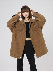 2026春季中性美式印花高街港风日系灯芯绒男女外套W321-P95，女装短外套，电商A170