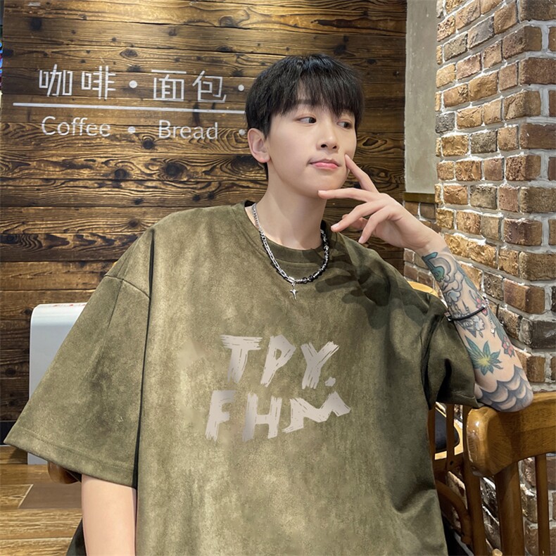 麂皮绒！重磅麂皮绒短袖t恤男JT443-P25,男装T恤,电商B371