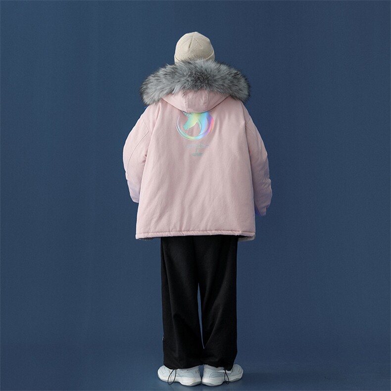 MM48138-P130冬季大毛领棉衣女港风加厚保暖棉袄女派克服,男装棉衣,电商A040
