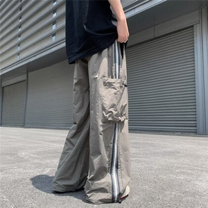 夏季长裤直筒男工装裤时尚潮牌休闲裤青春流行条纹撞色潮宽松型图片